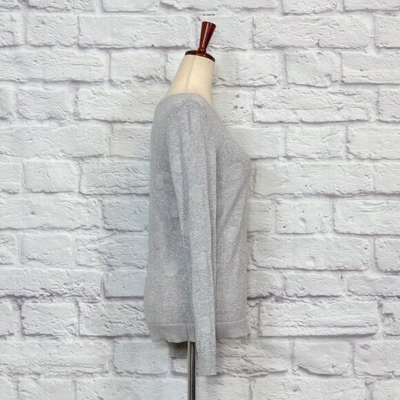 Liz Claiborne Silver Metallic Polka Dot Sweater - Picture 3 of 9
